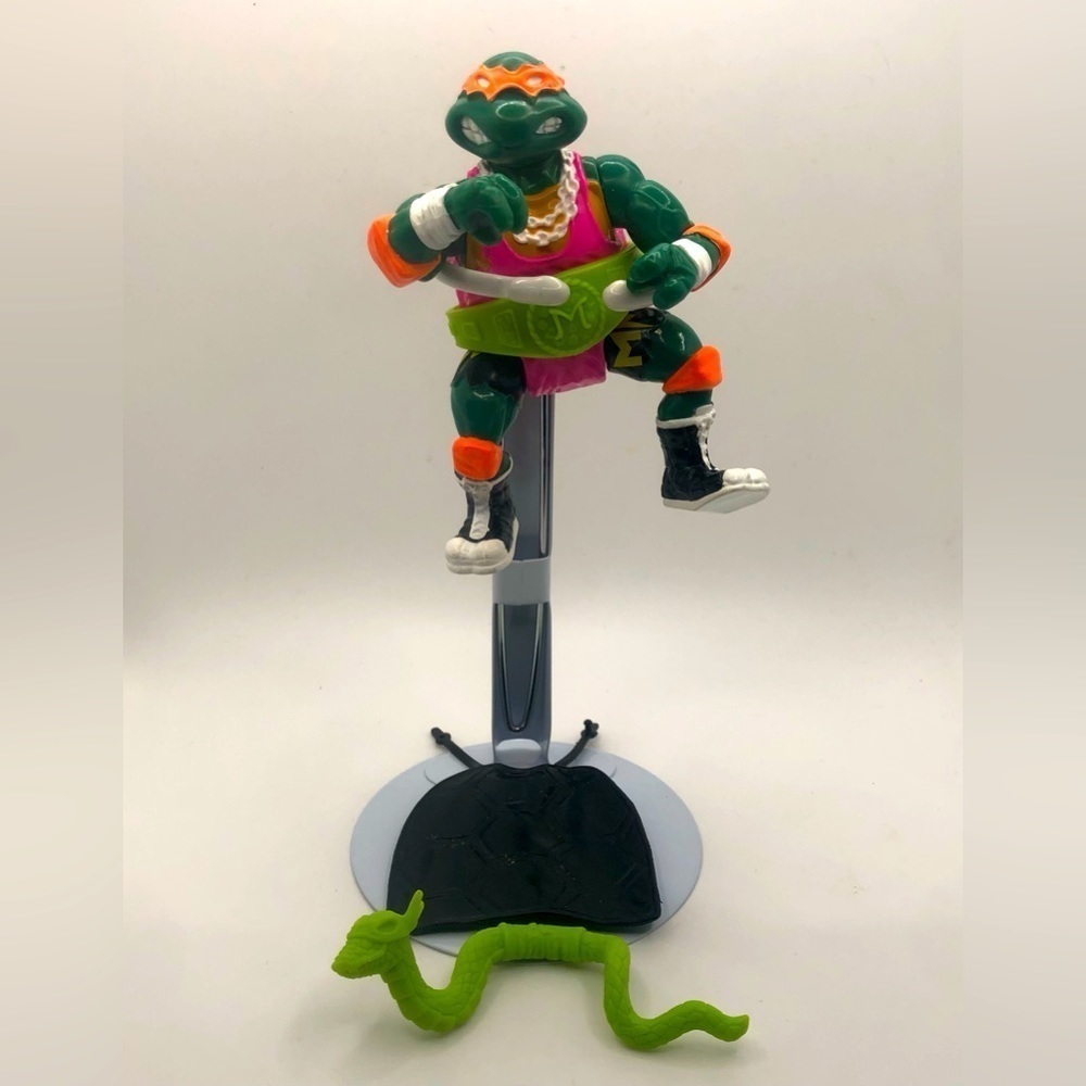 90S TMNT Shell Slammin Mike Action Figure 100% Complete w Original Accessories